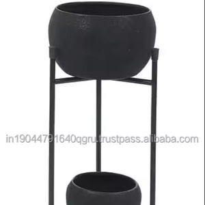 Maceta de doble capa negra artesanal premium a bajo precio - Product Image 5