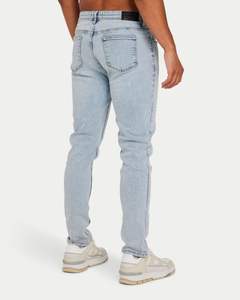 9. Jeans Slim pour Hommes Bleu Clair Soft Touch Denim Mid Waist Everyday Classic Clean Look Street Style Confortable Fit Jean - Product Image 2