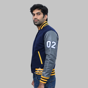 Chaqueta universitaria de cuero PU y lana de primera calidad para hombres y mujeres Bomber con letras universitarias personalizadas con chaquetas con parche de chenilla OEM - Product Image 3