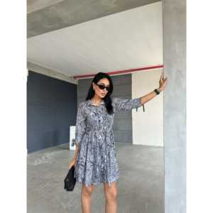 Robe boutonnée à motif châle avec col en dentelle, style chemise, taille naturelle, respirante - Product Image 2