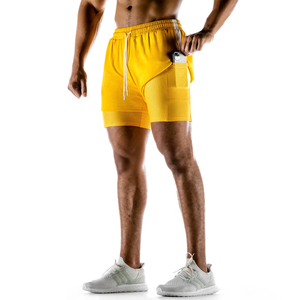 Wholesale 2in1 Athletic Running <b>Shorts</b> 100% Polyester Cotton Double Layer Jogger <b>Sport</b> Gym latest Active Wear for Men - Product Image 4