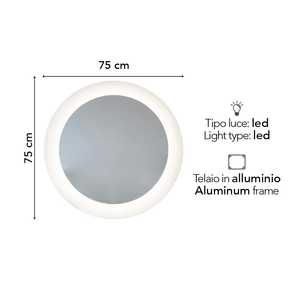 75cm <b>Round</b> LED <b>Mirror</b> with Backlit Sandblasting Modern <b>Bathroom</b> Accessory - Product Image 2