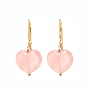 Gold Plated 925 Sterling <b>Silver</b> Heart Shape Rose Quartz <b>Earrings</b> Handmade <b>Dangle</b> <b>Earrings</b> Gemstone Jewelry for Women and Girls - Product Image 2