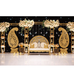 Bougie murale moderne dorée de luxe, pour la décoration de scène de mariage, style indien romantique, prix d'usine, vente - Product Image 1