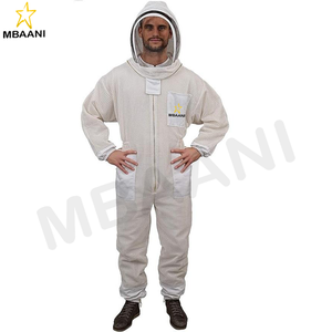 Traje de abeja de 3 capas con velo de esgrima y un par de guantes Traje de apicultura ventilado a prueba de picaduras para apicultores - Product Image 1