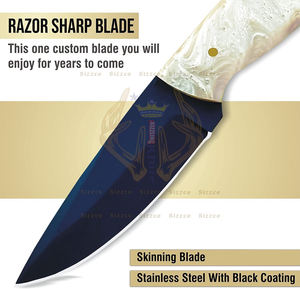 Beau couteau de skinner en acier inoxydable enduit de poudre fait à la main lame forgée fixe chasse Camping cadeau pour lui son OEM - Product Image 6