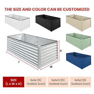 Jardinera Elevada de Metal Corrugado de 6x3x2 pies, Jardinera Rectangular Grande para Exteriores GB00324 - Product Image 2