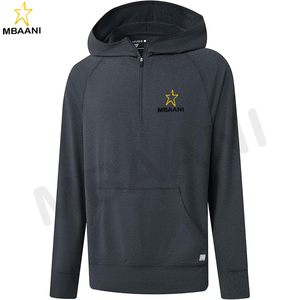 Sudaderas casuales para hombre de manga larga con bolsillo canguro, ligeras, color gris jaspeado, con cremallera de un cuarto para golf - Product Image 1