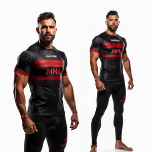 BJJ เสื้อแรชการ์ดแบบสั่งทำสำหรับใส่ผดผื่นพิมพ์ซับลิเมชันทนทานสำหรับใส่ไปยิม - Product Image 4