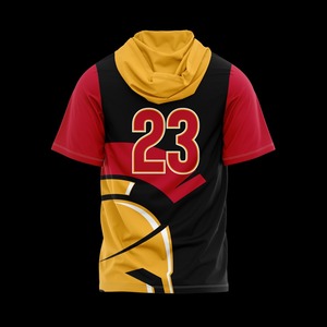 Ensemble chaud de chemise de tir à capuche de basket-ball à manches courtes imprimé par sublimation personnalisée en gros - Product Image 5