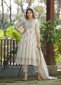 El último diseñador de Fab Zone, vestido Anarkali DE TRABAJO bordado de algodón puro, Sari pakistaní de alta calidad para fiesta, estampado Salwar Kameez - Product Image 5