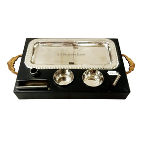 Bandeja calentadora de comida de estilo Vintage con cuencos, soporte de papel tisú, regalo de boda, decoración del hogar, bandeja para servir, bandejas para platos de comida hechas a mano - Product Image 2