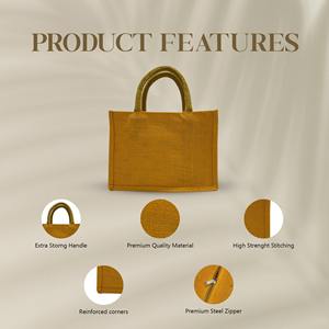 Exclusivo personalizado Premium yute bolsos cinta mango duradero elegante ecológico cremallera bolsas de compras logotipo listo para OEM - Product Image 2