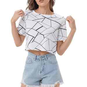 เสื้อยืดครอปทรงปกติสำหรับผู้หญิง พร้อมโลโก้สั่งทำ ขายส่ง เสื้อครอปแขนสั้นสำหรับฤดูร้อนและฤดูหนาวสำหรับสาวๆ - Product Image 5