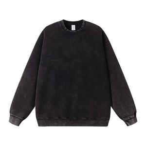 Sweat-shirt délavé à l'acide en coton épais pour hommes Logo personnalisé Top Design OEM ODM Services Ras du cou pour l'hiver Sweat-shirt vintage - Product Image 1