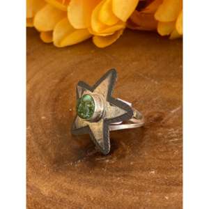 Sterling Silver Star <b>Ring</b> with Sonoran Gold <b>Turquoise</b>-Size 6 Boho Statement Jewelry - Product Image 4