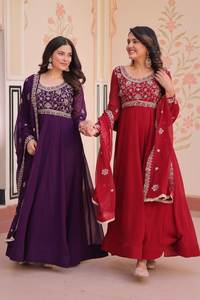 लक्जरी डिजाइन faux महिलाओं को बेड्स कढ़ाई के साथ पोशाक-महिलाओं के जातीय पहनने या निर्यात बिक्री के लिए पारंपरिक पहनने के लिए काम - Product Image 6