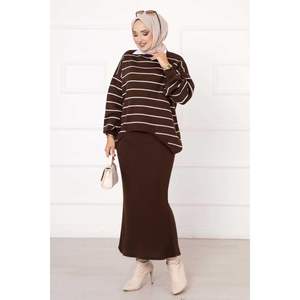 ชุดครอปลายทาง2ชิ้นสีน้ำตาล - Product Image 2