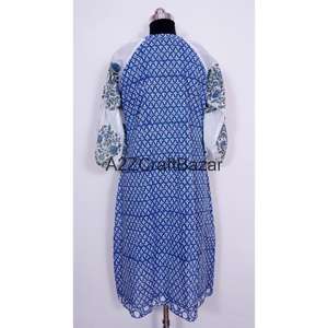 Vestido Formal Elegante de Manga Larga de Algodón con Estampado Floral y Botones, Transpirable, Lavable y Ecológico, Hecho a Mano para Mujer - Product Image 3