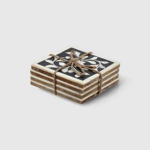 Hand-finished Classic Natural Bone Inlay Square Coasters Durable Eco-Friendly <b>Table</b> <b>Mats</b> & Pads for Hotel Restaurant Home Use - Product Image 4