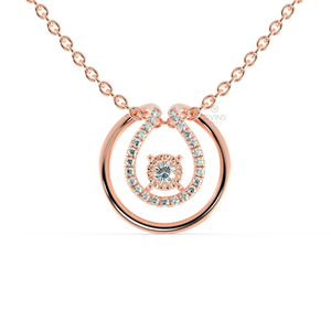 Collier pendentif en or rose pour femme avec cercle en or blanc et diamant clouté en cristal comme pierre principale - Product Image 1