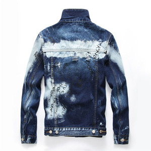 Veste en jean denim pour hommes OEM Vêtements d'extérieur décontractés Streetwear Veste en jean design personnalisé pour hommes Veste en jean déchiré à boutons - Product Image 2