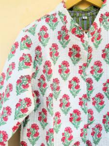แจ็กเก็ตผ้าฝ้ายบุนวมพิมพ์ลายดอกไม้สำหรับผู้หญิงเสื้อแจ๊กเก็ตลำลองกระดุมเสื้อใส่ได้ทุกฤดู - Product Image 4