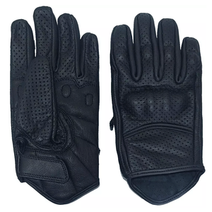 Guantes de cuero ventilado de piel de vaca auténtica negra pura para montar en motocicleta, ropa de carreras de automóviles, guantes Unisex blindados para nudillos - Product Image 4