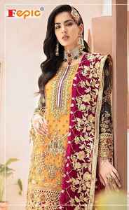 Shalwar Kameez de Lujo en Georgette Sintético con Bordado de Perlas y Trabajo Manual, Ideal para Fiestas, de Secado Rápido, con Dupatta de Malla y Forro Interior de Santoon - Product Image 3