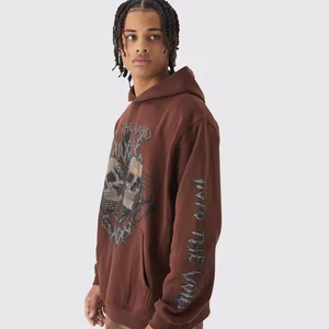 La mejor calidad 100% algodón 420 GSM Sudadera con capucha de gran tamaño Premium Winter Sun Fade Screen Print con logotipo personalizado Patrón sólido - Product Image 4