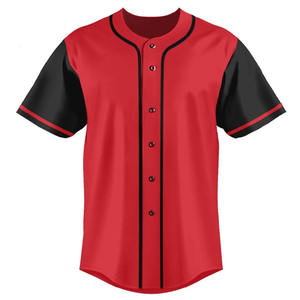 Maillot de baseball personnalisé rouge et noir pour hommes, respirant, polyester 220G, uniforme d'équipe OEM avec logo imprimé - Product Image 1