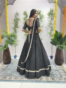 Georgette lourde dentelle brodée avec chemisier coton Lehenga Choli vente en ligne Style formel séquence prête - Product Image 6