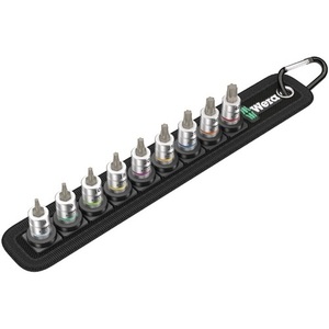 Jeu de clés à douilles WERA de 9 pièces (1/4''-T8-T40) pour vis TORX internes - Product Image 1