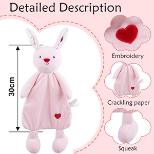 Toallas relajantes para recién nacidos al por mayor de fábrica, diseño de conejo de dibujos animados, juguetes de peluche para bebés, toallas relajantes con canción de cuna - Product Image 2