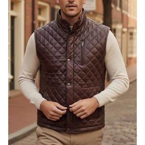 Chaleco de Moda Acolchado de Cuero con Aspecto Vintage Genuino para Hombre, con un Corte Tradicional Diseñado para la Comodidad Diaria - Product Image 6