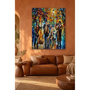 Impression sur toile de musiciens de la rue Fida sous des feuilles d'automne colorées - Product Image 5