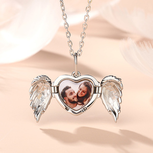 Collier personnalisé Jeulia en argent sterling avec ailes d'ange ouvrables et cœur pour photo, serti de pierres, cadeau d'anniversaire - Product Image 6