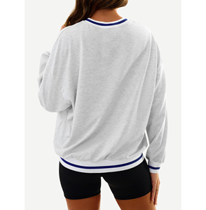 Felpa con Scollo a V Personalizzata con Logo Ricamato, Stampa <span class=keywords><strong>New</strong></span> <span class=keywords><strong>York</strong></span> USA, Manica Lunga, Vestibilità Ampia, Streetwear Invernale per Donna - Product Image 2