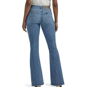 Wholesale <b>Elastic</b> High <b>Waist</b> Women Wide Leg <b>Jeans</b> OEM Pure Cotton Multi Pocket Denim Pants <b>With</b> Scratches - Product Image 5