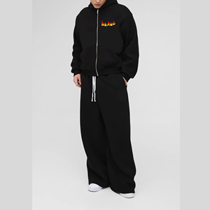 Nouveauté 2025, ensemble de survêtement pour homme en coton 100%, à capuche avec fermeture éclair, logo imprimé DTF personnalisé, hiver, décontracté, confortable, hip hop, 2 pièces - Product Image 6