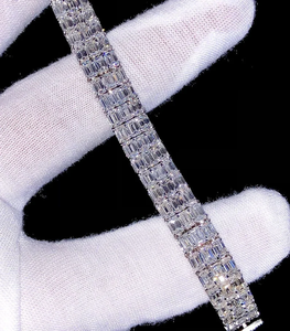 Pulsera de tenis con moissanita de corte esmeralda y diamantes engastados, de plata de ley 925, pulsera llamativa brillante para unisex - Product Image 5