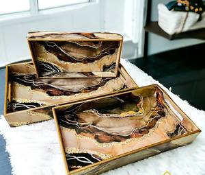 Ensemble de plateaux de service en résine époxy avec méthode imprimée de luxe de meilleure qualité - Product Image 1