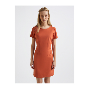 Robe midi plissée décontractée à col rond pour femme, manches courtes, sans doublure, sans ceinture - Product Image 3