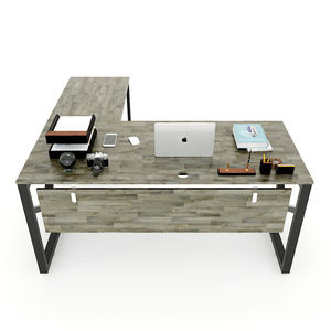 SFKC003-Escritorio Esquinero en Forma de L de Estilo Contemporáneo con Patas de Hierro Estilo K Hechas de Madera de Caucho - Product Image 4