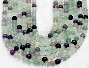 Última Llegada: Cuentas Redondas de Fluorita Multicolor de Grado AAA Premium para Prácticas de Sanación y Fabricación de Joyería India - Product Image 3