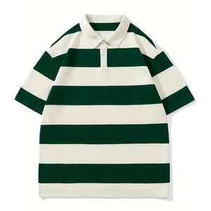 Camisetas Polo Casuales de Verano 2026 para Hombre, Talla Grande, Verde y Blanco, Estilo Urbano, Algodón/Fibra de Bambú, Moda Verde y Blanca - Product Image 1