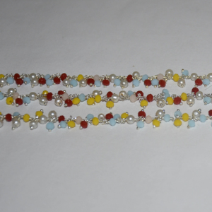 Chaîne de chapelet en perles de verre multicolore plaqué argent, chaîne de perles en fil métallique pour la fabrication de bracelets de bijoux, trouver - Product Image 3