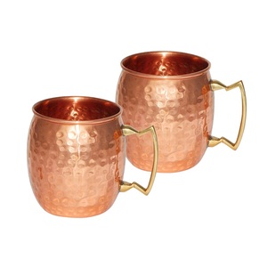 Antique Copper hammered hard Moscow Mule Copper Mugs set of 2 decorated drink ware mug famous <b>blend</b> of vodka ginger beer&juice - Product Image 1
