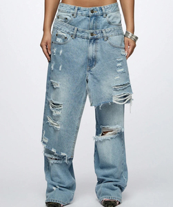 Low Moq Wholesale Price <b>Women's</b> Ripped Jeans Oversize Distressed <b>Cargo</b> Jeans Custom <b>women's</b> <b>pants</b> <b>Baggy</b> <b>pants</b> for <b>women</b> - Product Image 1