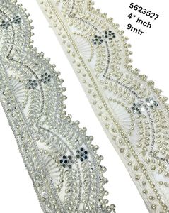 Custom Made <b>Sequins</b> Embroidered Lace with Vintage Floral Design Eco-Friendly Luxury for Any Fabric Creation - Product Image 4